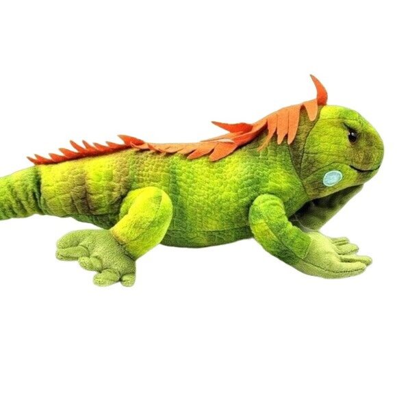 Wild Republic Cuddlekins Realistic Iguana Plush Green Orange 24" Lizard Reptile - Picture 5 of 12